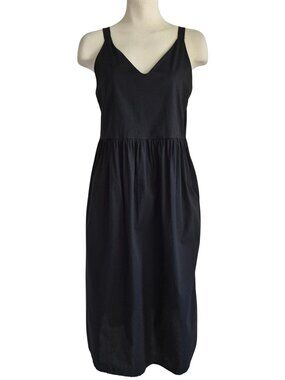 Bellambra Made in Italy Cotton Poplin Swing Midi Dress Black Size S/M